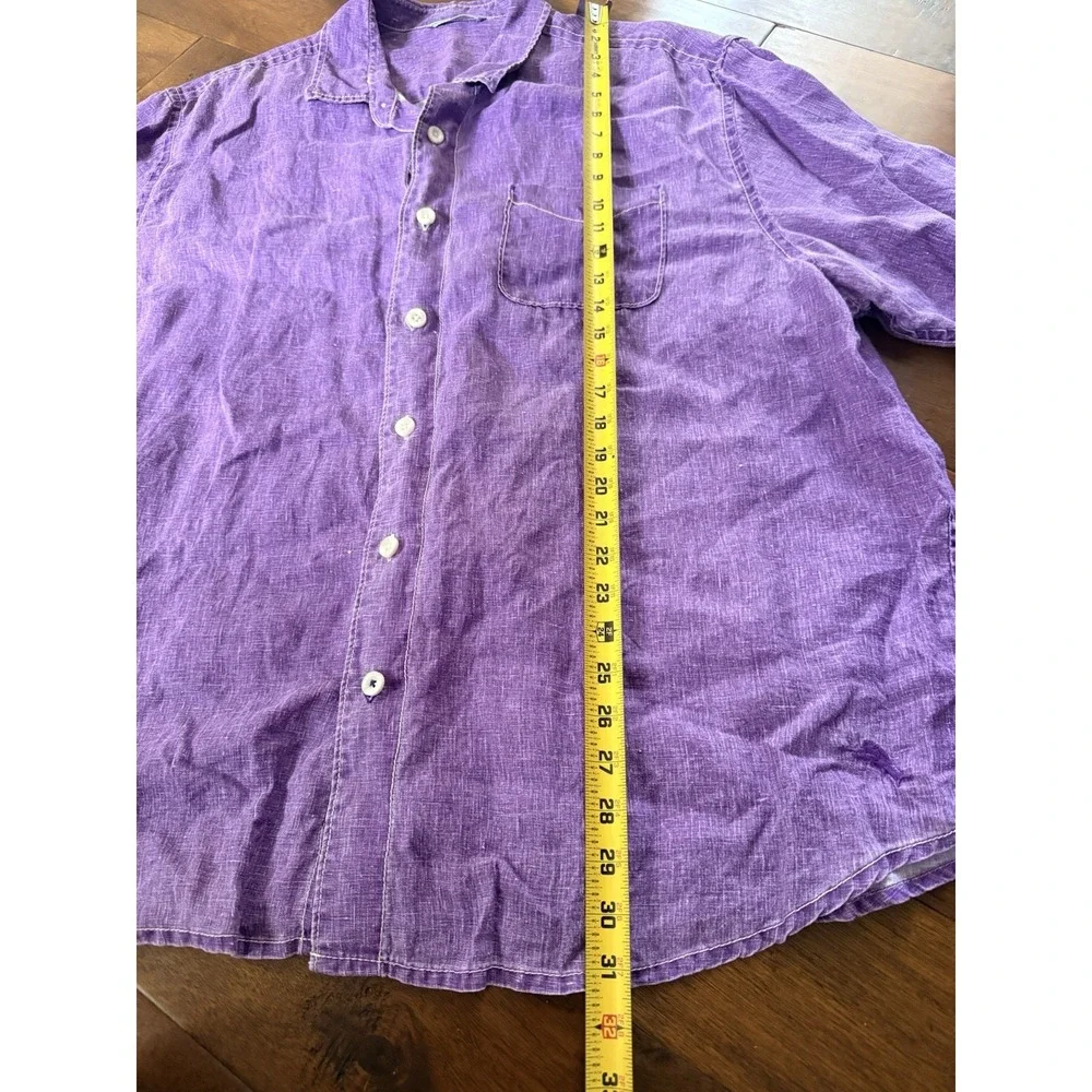 Tommy Bahama Short Sleeve Relax Linen Purple 1XLB Beach Pocket Mens Shirt Solid